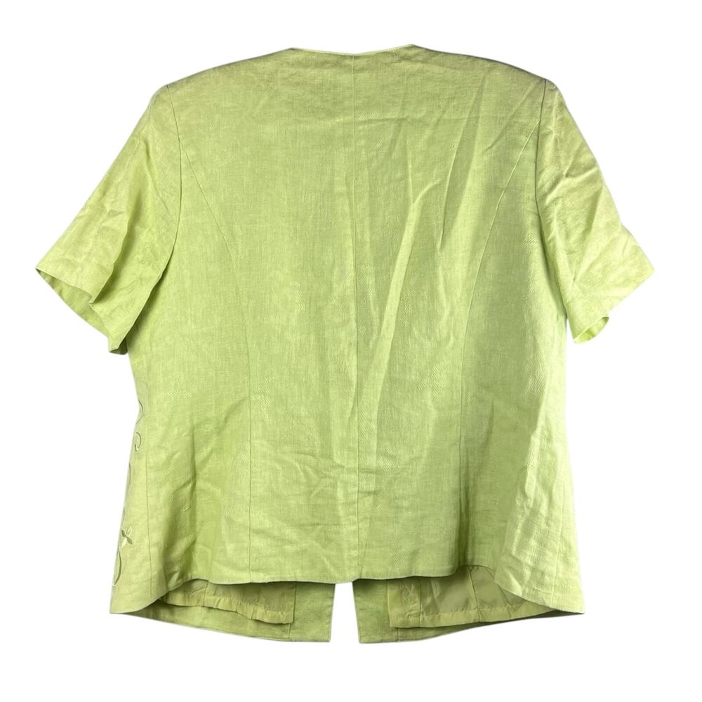 Vintage 2000s Plaza Collection Green Linen Cotton Skirt Suit Set Size 18 - Picture 4 of 7